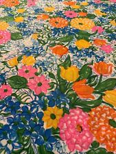 Vintage Bold Bright Floral 60s 70s Fabric Mod Vibrant 60 X 68” Pop Garden picture
