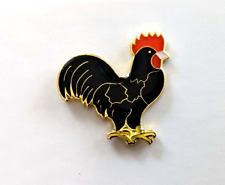 Black Rooster Chicken Cock Enamel Pin Hat Tac Lapel Cockadoodledoo  picture