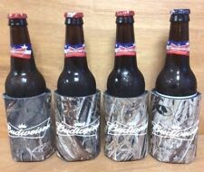 Budweiser Bowtie Real Tree Mossy Oak Camo Beer Koozies - Set Of (4) - New & F/S picture