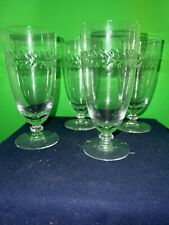 Vintage Clear Etched Leaf Pattern Cocktail /Juice Glasses Goblets Set Of 4 picture