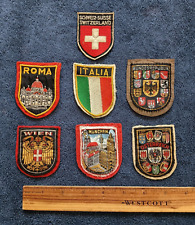 Lot of 7 VTG Travel Patches Germany Austria Italy Ski Switzerland - Well Used picture