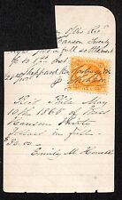 2 1865 Philadelphia Receipts w/ Tax Stamps Miss Hanson / Emily Howell ? picture