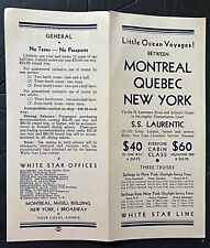 1930s White Star Line SS Laurentic Montreal Quebec New York Schedules picture