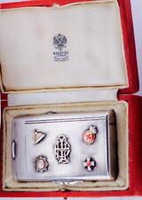 Antique Imperial Russ Faberge Cigarette Case Silver Enamel-1886-Boxed Tsar's Era picture