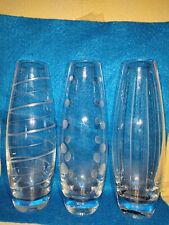 MIKASA CHEERS BUD VASES SET OF 3 Crystal Etched picture
