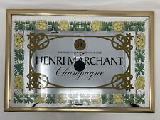 VTG 25x17 Henri Merchant Champagne Winery Glass Mirror Bar Sign Man Cave Decor picture