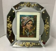 Antique 3-D Mirrored Ornate Floral Gold Embellished 15x14” Use Your Photo picture