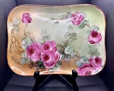 Antique Limoges France Hand Painted Roses Dresser Tray 11”x 8” picture