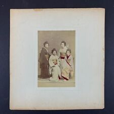 1880s Hand Tinted Japanese Albumen Photo Japan Geisha Girls in Robes picture