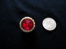 6 RED CRYSTAL RHINESTONE ACCENT GOLD TONE SETTING BUTTONS 1 1/16″ IN SIZE picture