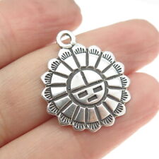 SUNWEST Old Pawn 925 Sterling Silver Southwestern Native Sun Face Tribal Pendant picture