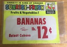 Vintage Kroger Grocery Store Banana Produce In Store Display Sign picture