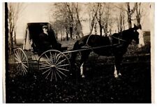 RPPC Man Driving Horse Buggy Cart Antique Postcard Posted c.1910 picture