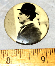 Vintage Charlie Chaplin Silent Film Movie Star Actor Button Pin B&W Pinback 1.5