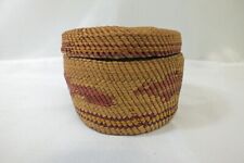 Vtg 1930s Makah Indian Northwest Woven Beaver Covered Basket Native US  3 1/2