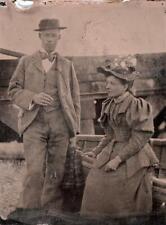 ORIGINAL VICTORIAN Tintype / Ferrotype Photograph c1860s HUSBAND & WIFE PORTRAIT picture