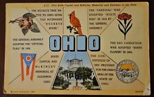 Greetings From State Of Ohio Linen 1948 Vintage Postcard picture