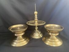 Vintage Brass Color Buddhist Altar Candles Lit Of 3 picture