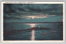Vtg Post Card Moonlight on Lake at Bemus Point, Jamestown, N.Y. A473 picture