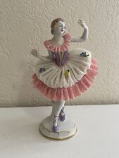 Vintage German Volkstedt Porcelain Lace Figurine Ballerina Woman Girl picture