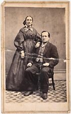 ANTIQUE CDV C. 1860s 2C WASHINGTON CIVIL WAR TAX STAMP COUPLE PONTIAC MICHIGAN picture