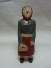 Antique German Wood Carved Painted Folk Art Woman with Headscarf #AF6 picture
