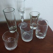 6 Clear Shot Glasses Glass All Different Shape picture