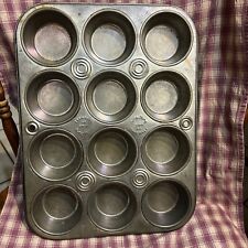 Vintage Bake King Tin Metal 13.5 x 10.5 inches 12 Cup Muffin Cupcake Pan    picture