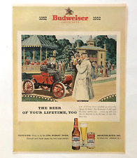 1952 Budweiser Beer Advertisement Antique Car Lifetime Vintage Art Print AD picture