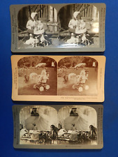 3 Real Photo Stereoviews of LITTLE GIRLS , Pub'd by Keystone & Kilburn (1901/05) picture