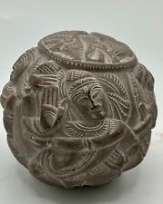 Hindu God Lord Ganesha And Three Deities in Carved Gray Stone Orb Rare picture