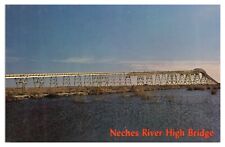 Vintage Neches River High Bridge Port Arthur Orange TX Postcard Unposted picture