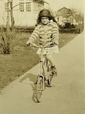 Vintage Photo Pretty Young Girl Antique Bicycle Janet Kies 1920's picture