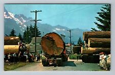 OR-Oregon Huge Logs Heading To A Nearby Mill Antique Vintage Souvenir Postcard picture