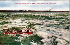 Sault Ste Marie MI-Michigan, Shooting The Rapids, River Vintage Postcard picture