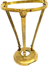 Vtg Brass Gold Lion Design Crystal Ball Egg Stand Holder Incense Burner Base picture