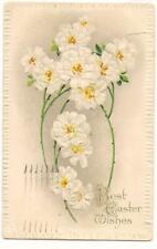 Vintage 1924 Easter PC; Best Easter Wishes; White Flowers picture