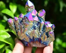 Angel Aura Quartz Crystal Rainbow Titanium Cluster Mineral Specimen Decor Gift picture