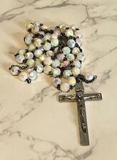 Vintage Religious Catholic Rosary Multicolor Beads w/ Silver Cross picture