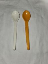 Lot of 2 Vintage Tupperware #1208 White & Orange Spoons Condiments Sugar Dips picture
