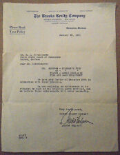 1931 The Brooks Realty Company, Livingston, Montana - insurance policy letter picture