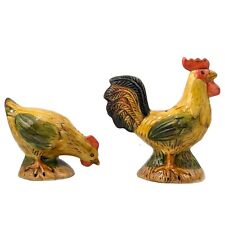 Vintage 1990s Rooster And Hen Salt And Pepper Shaker Set Cottagecore Rustic picture