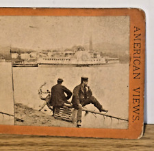 Steamer Minne-Ha-Ha Dock Lake George Upstate New York Vtg Stereoview Card Photo picture