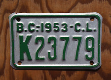 1953 BRITISH COLUMBIA CL Canada License Plate picture