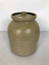 Antique Salt Glazed Stoneware Crock with Lid picture