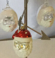 Set Of 3 Glass Santa Ornaments Made In Germany Christmas Decor picture