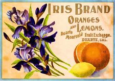 Duarte Monrovia Iris Flowers Lemon Citrus Fruit Crate Label Art Print picture
