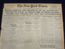 1918 MAY 22 NEW YORK TIMES - M'ADOO REMOVES PRESIDENTS OF RAILROADS - NT 8192 picture