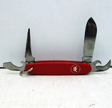 Vintage Imperial Ireland Pocket Knife Red Handle Crown Logo 4 Tool 2.5