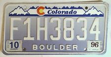 Pair Colorado CO License Plates 2 Tags 1996 # F1H3834 Boulder County d picture